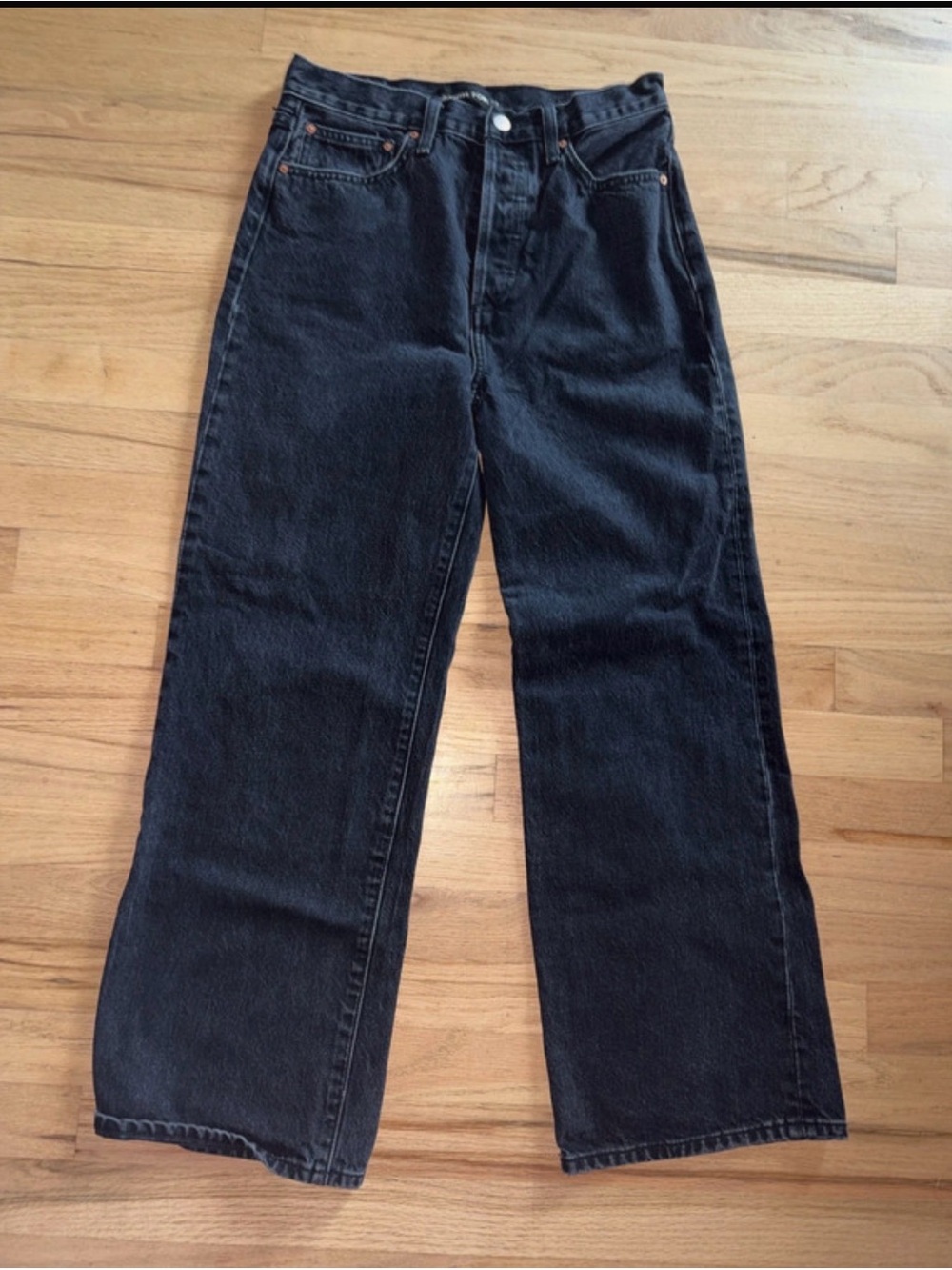 Denim Forum Black Relaxed Straight-Leg Jeans